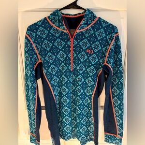 Kari Traa 100% Merino Wool Nordic Quarter Zip Base Layer Ski Top XL